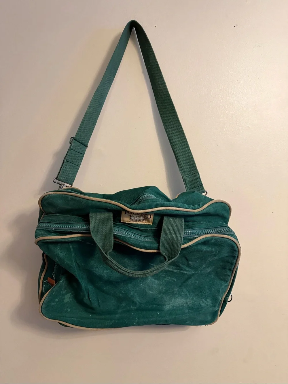 Vintage Lands' End Green Canvas Bag